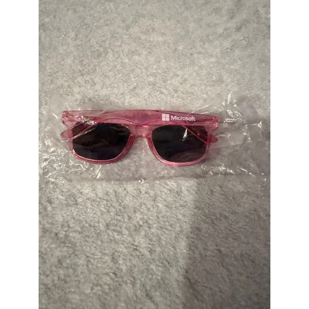Microsoft Sunglasses Pink Translucent Logo Promo Tech Swag Wayfarer Style NWT